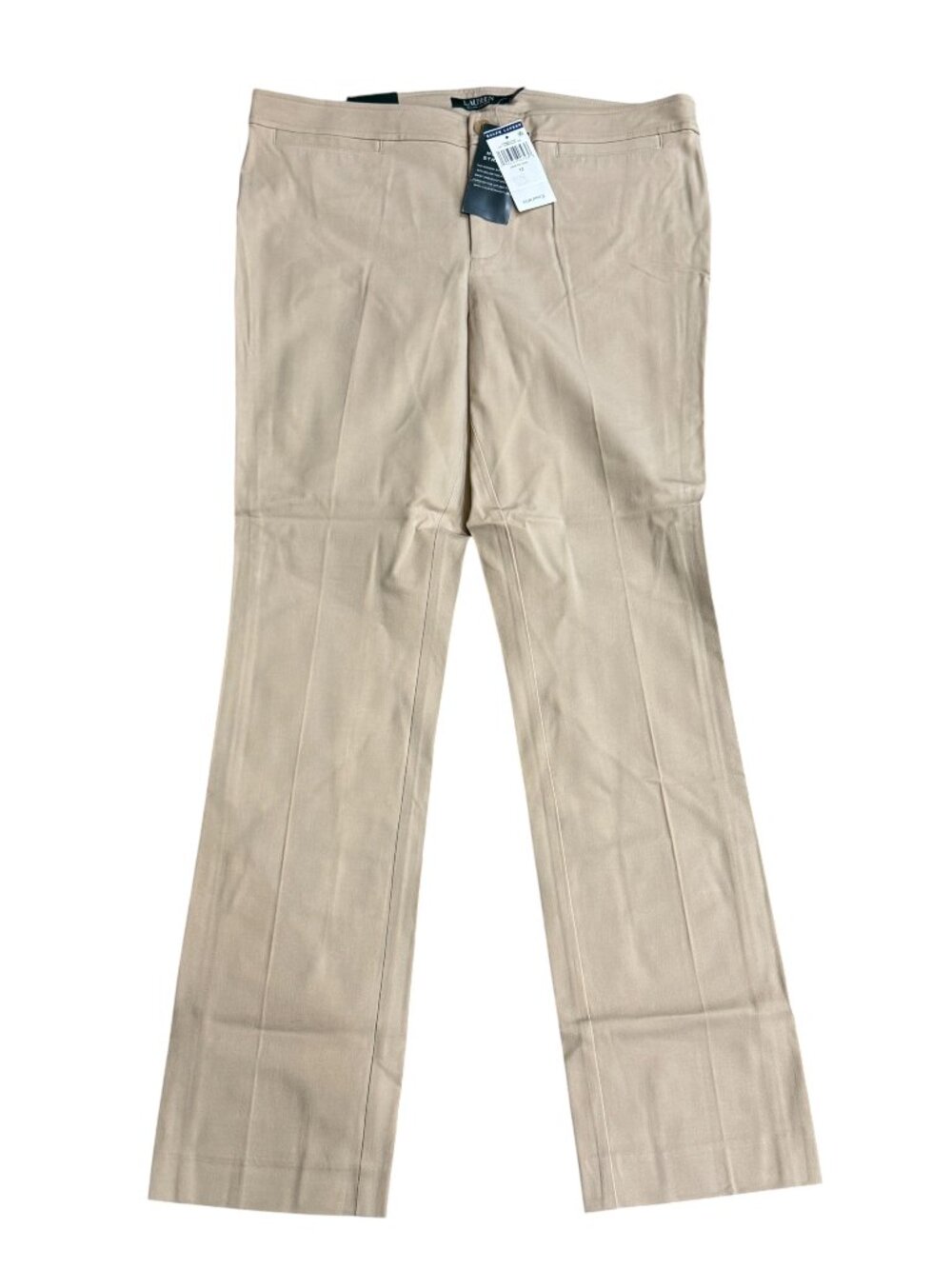Lauren Ralph Lauren Hampton Khakis Modern Straight Khaki Trousers Size 12 NWT